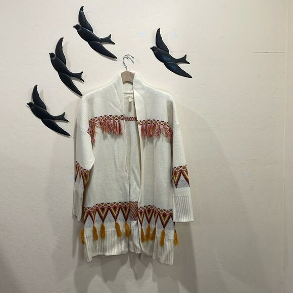 Matilda Jane Ginger Snap Fringe Moments With You Open Shawl Cardigan Sweater - M - Picture 3 of 15